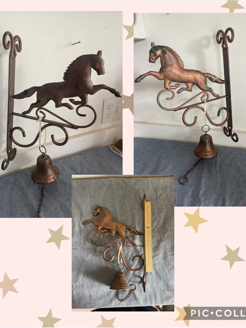 Rustic Copper Horse Wall Bell - Equestrian themed Decorative Home Wall Decor